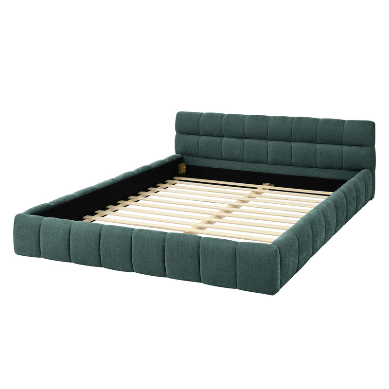 Modern Platform Bed Frame With Thick Fabric