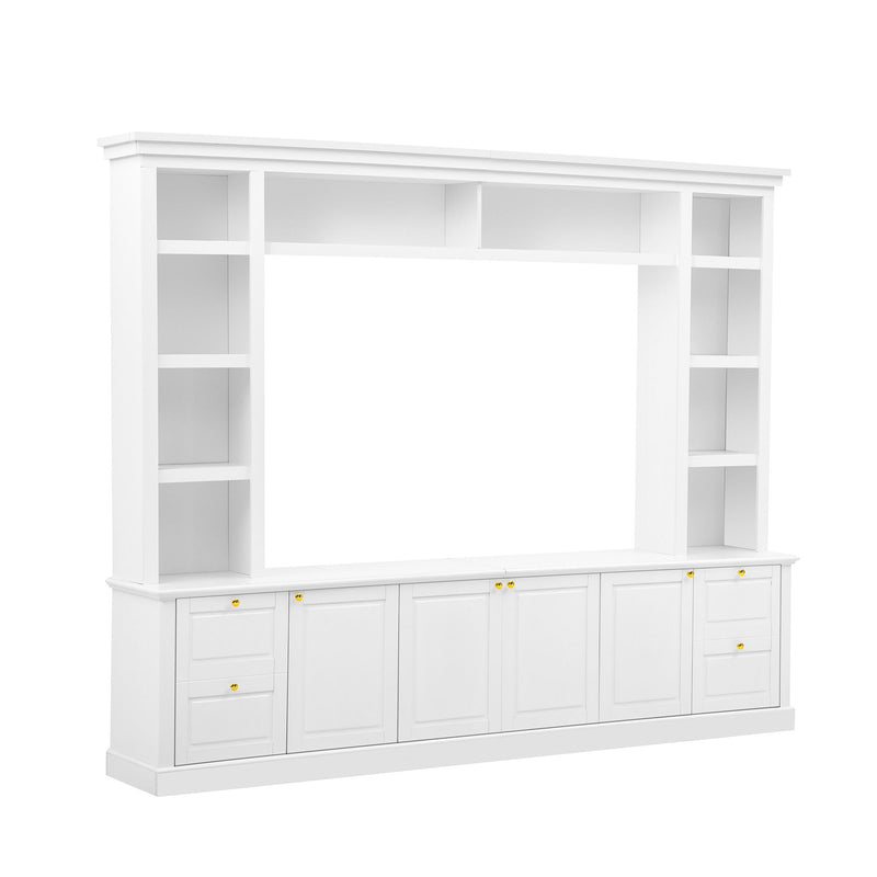 All-In-One TV Stand With Bookcase For TVs Up To 70"