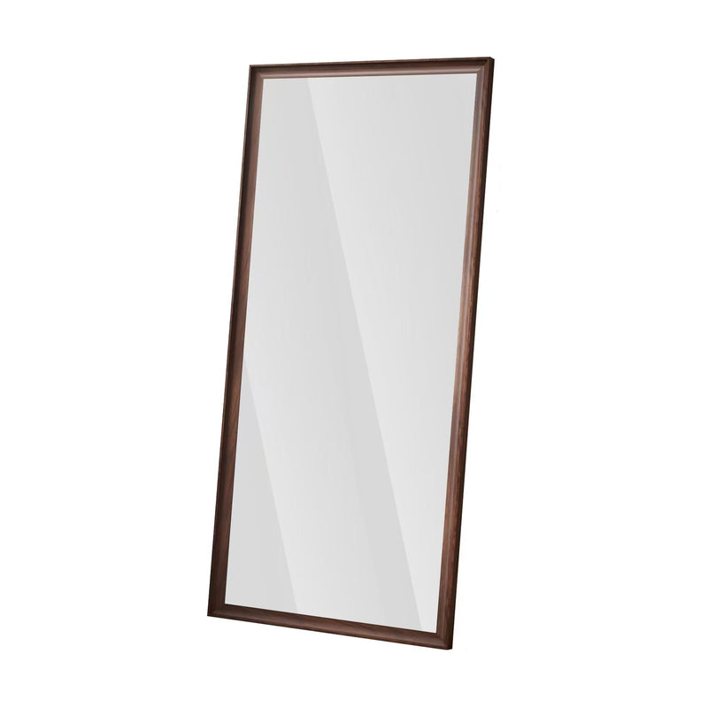 Vintage Full Length Mirror Wall Mounted With Faux Wooden Frame - Brown
