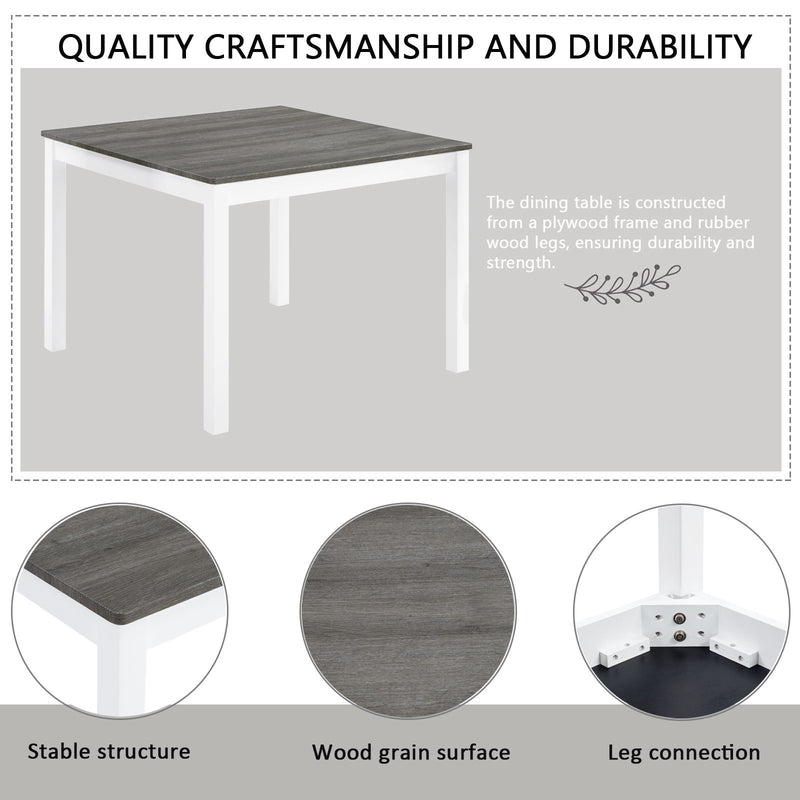 5 Piece Dining Table Set With 4 Chairs For Kitchen - Gray / White