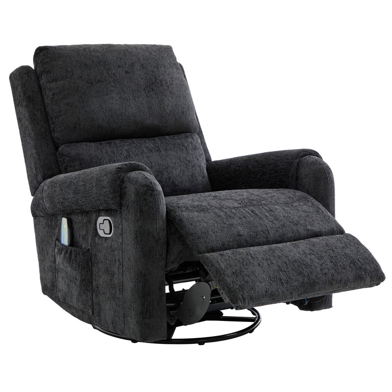 Manual Recliner Massage Chair With Swivel Rocker, 8 Massage Modes, Side Storage Pocket