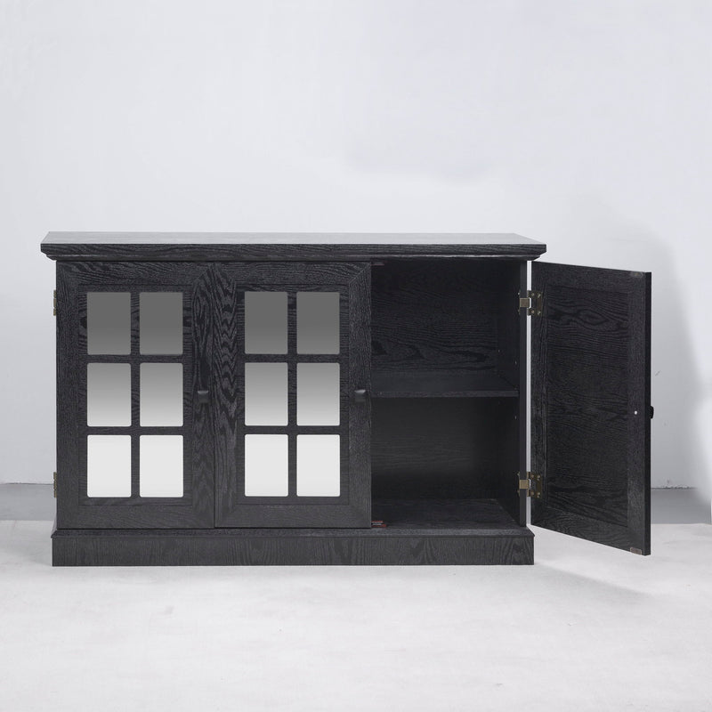 Storage Cabinet With 3 Mirrored Acrylic Doors, Adjustable Shelves
