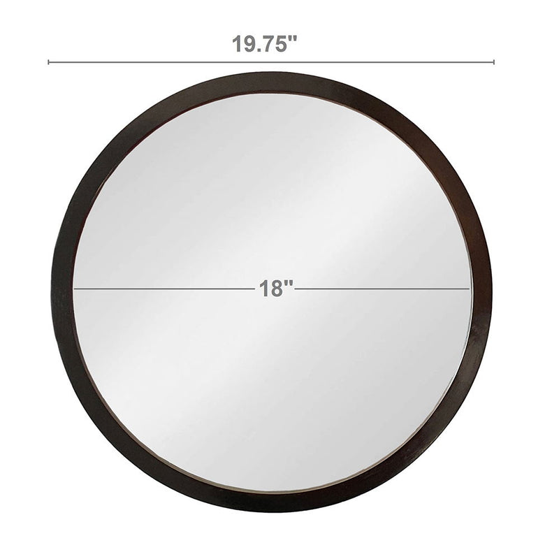 Circle Wall Mirror With Wooden Frame, Wall Mirror For Living Room