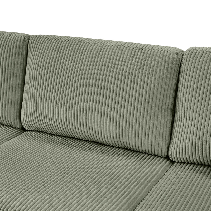 Oversized Sectional U-Shaped Sofa With Chaise Lounge And Three Soft Throw Pillows
