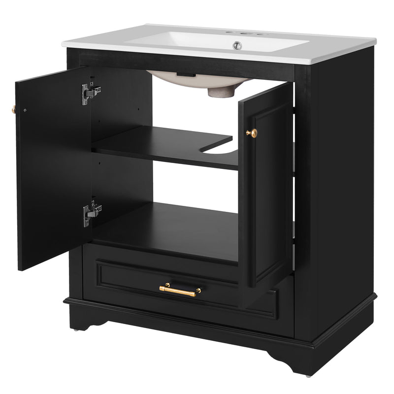 Bathroom Vanity With Sink, Cabinet & 2 Soft Closing Doors & Adjustable Shelf