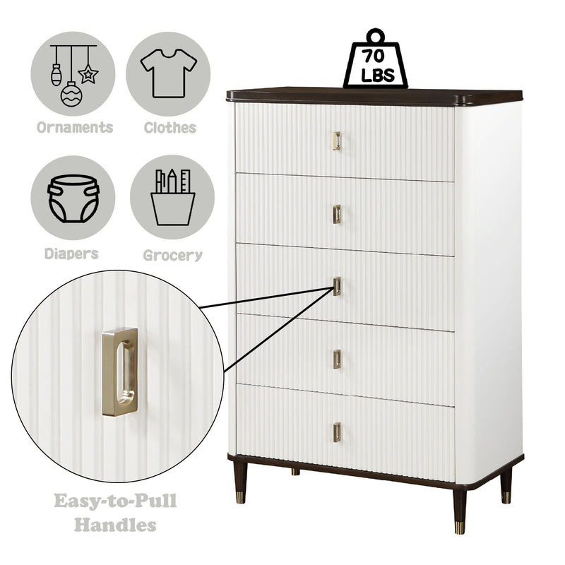 Carena - 5 Piece Bedroom Set (Eastern King Dresser Chest Mirror Nightstand) - Brown / Light Gray / White