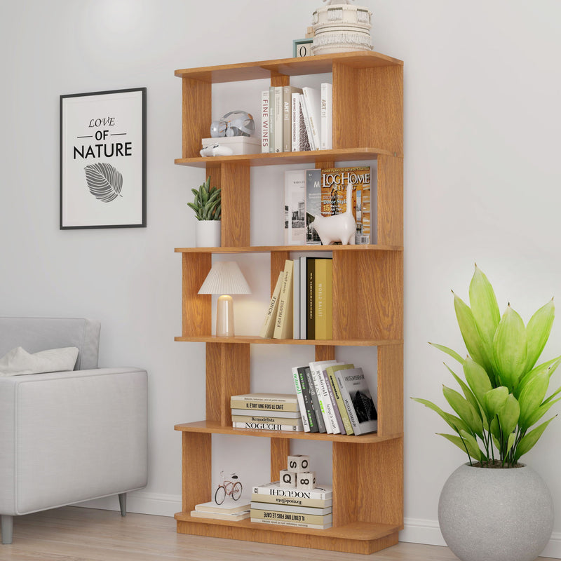 Modern 5 Tier Open Storage Bookcase
