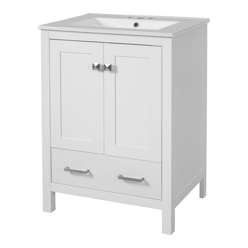 Bathroom Vanity With Integrated Undermount Ceramic Sink, 2 Doors And 1 Drawer, Soft Close Hinges