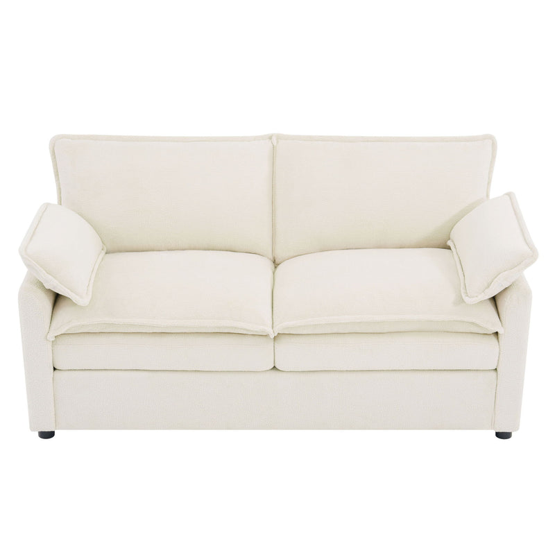 Modern Loveseat Sofa, Upholstered Couch With Side Storage Pockets