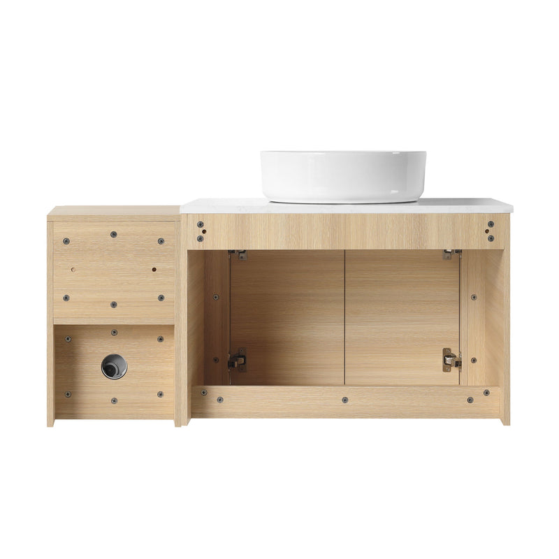 Mounted Bathroom Vanity With Art Sink, Storage Shelves, Soft Close Door