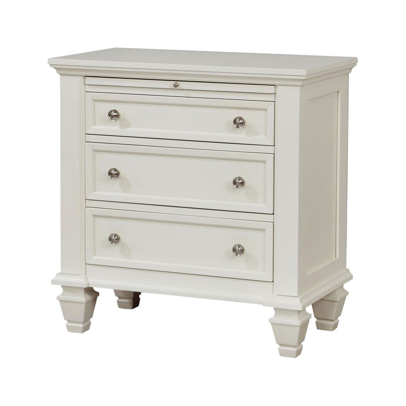 Cottage 3 Drawer Nightstand With Pull Out Tray - Cream White