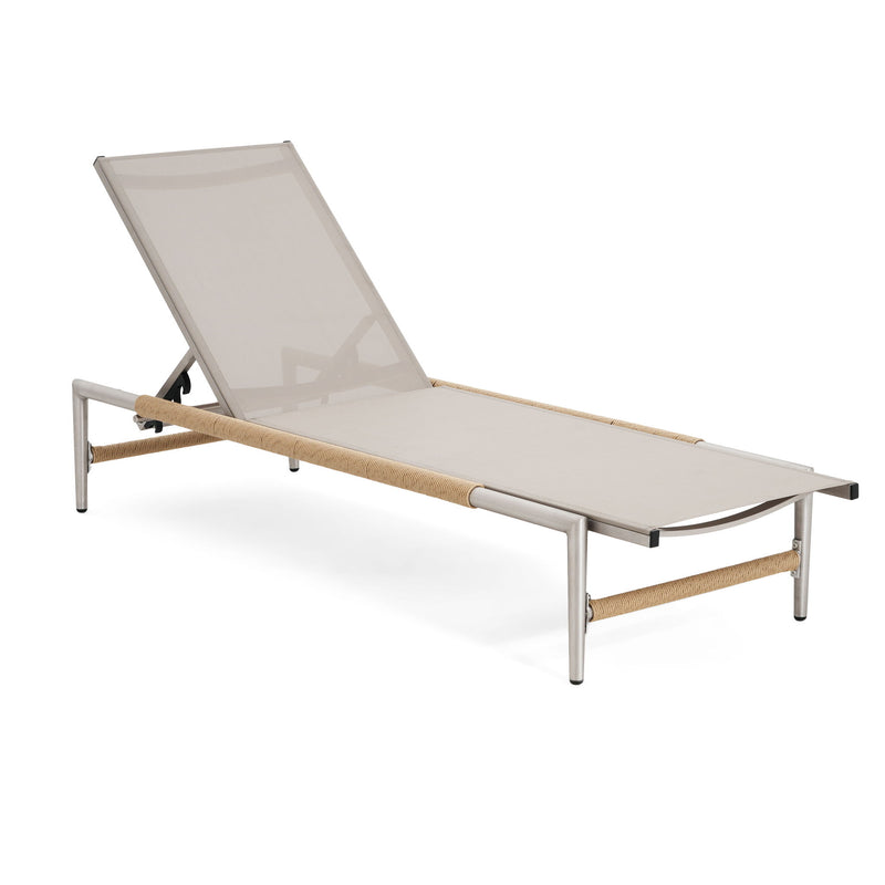 Hargrove - Outdoor Patio Aluminun Chaise Lounge, Outdoor Mesh Seat - Natural / Silver
