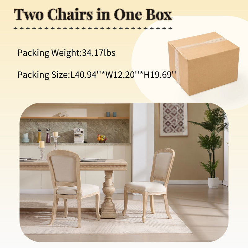 Dining Chairs Upholstered With Fan Shaped Back (Set of 2) - Beige