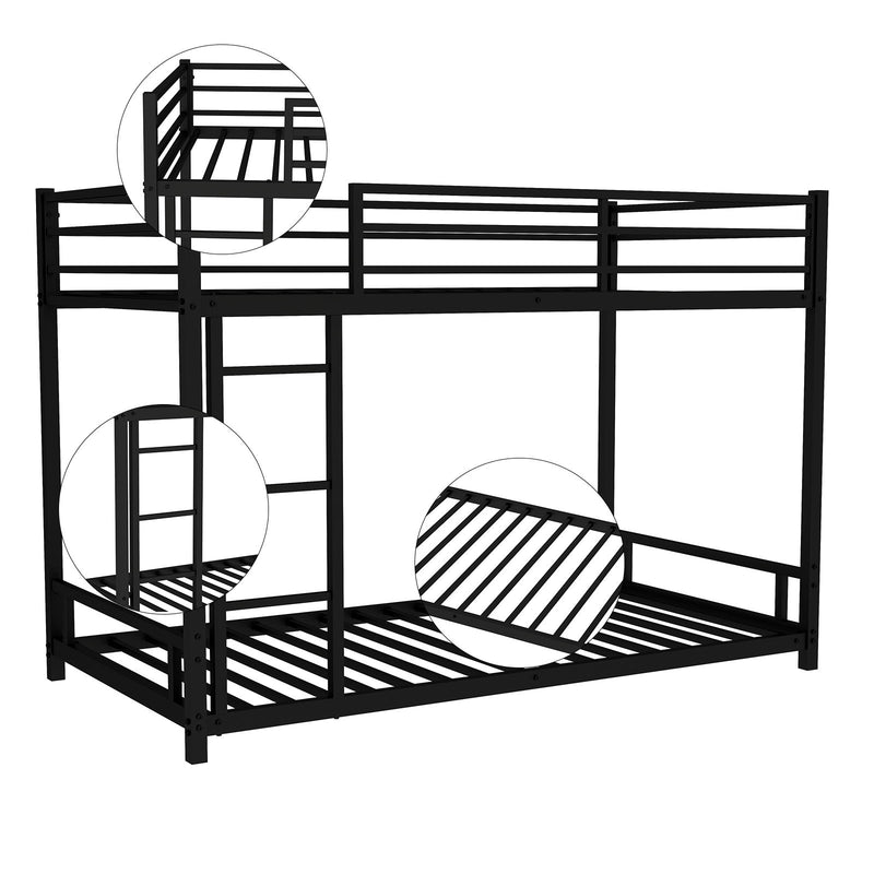 Bunk Bed With Noise Reduction And Safety Guardrail