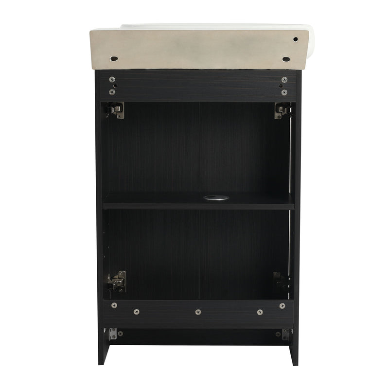 Freestanding Bathroom Vanity With Sink And Storage Rack, Soft Close Doors Base With Basin