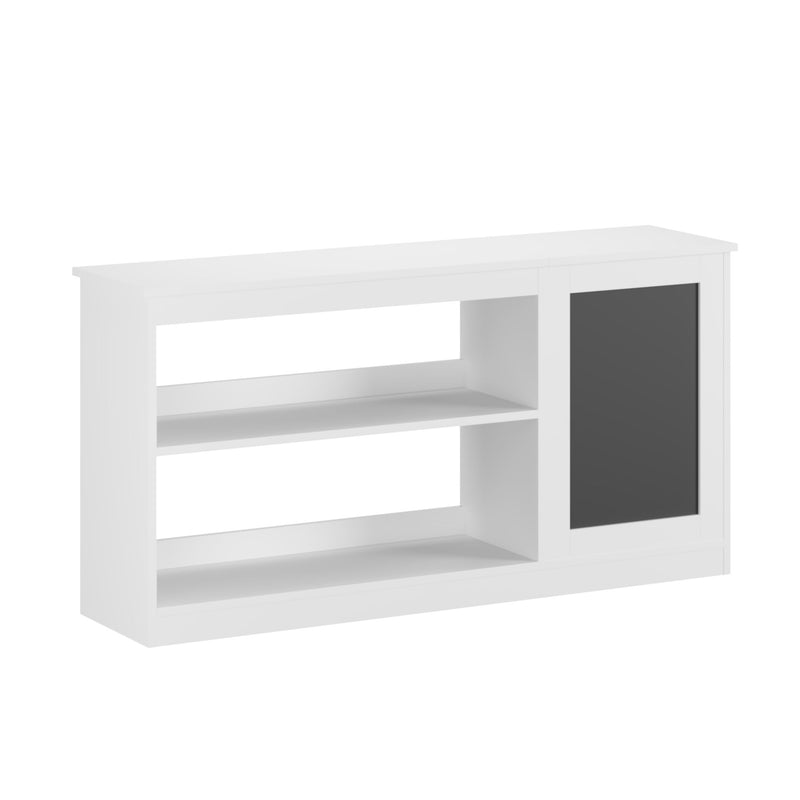 3 In 1 Bookshelf And Toy Storage Cabinet With Chalkboard, Organizer For Playroom Featuring And Spacious Storage - White