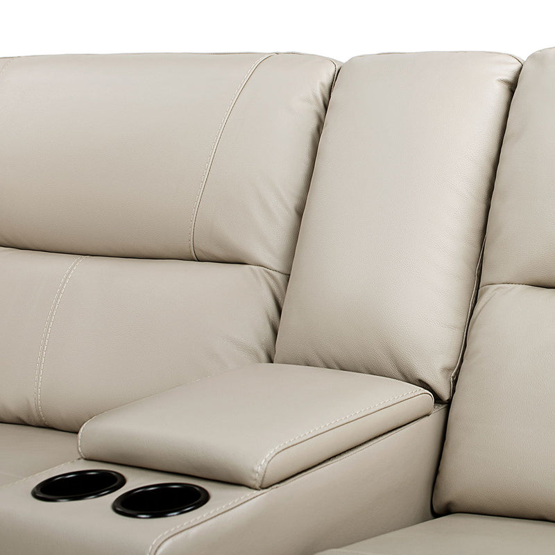 Malibu - Modern Power Motion 3 Piece Reclining Loveseat Sofa With Cup Holders - Cream Taupe Beige