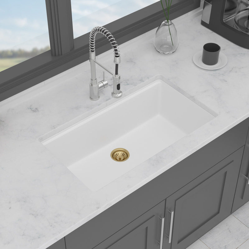 Quartz Composite Kitchen Sink With Undermount Design, Durable Single Bowl Workstation
