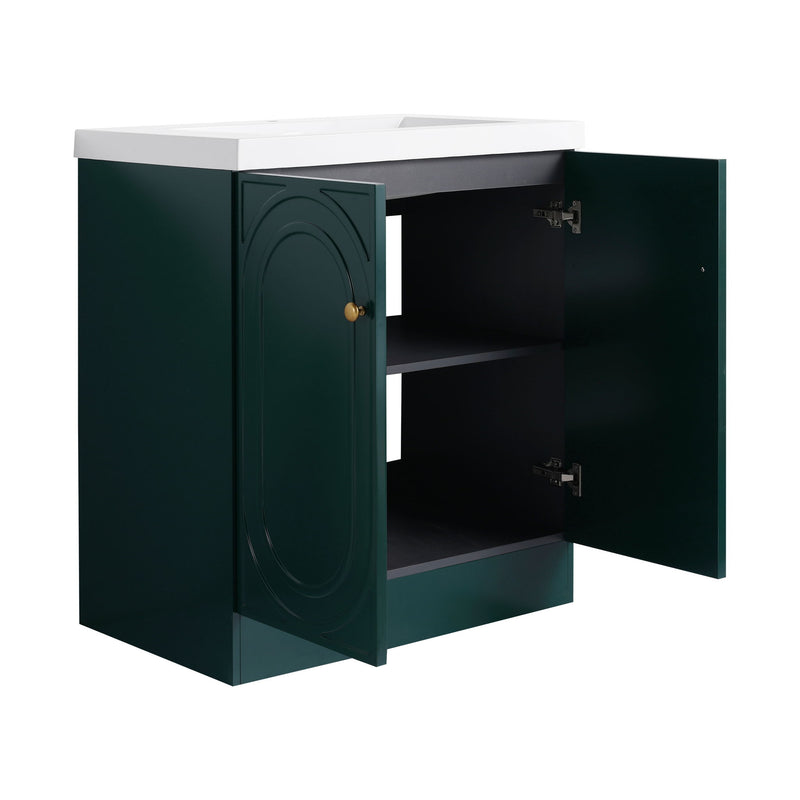 Contemporary Freestanding Bathroom Vanity With Resin Sink & Soft-Close Cabinet Doors
