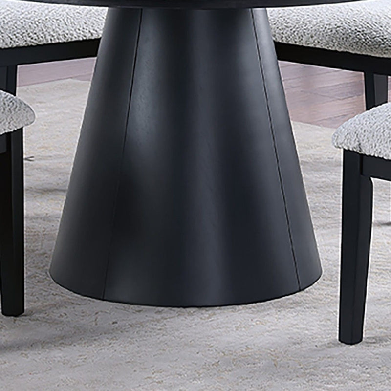 Round Dining Table With Cone Shaped Base - Black