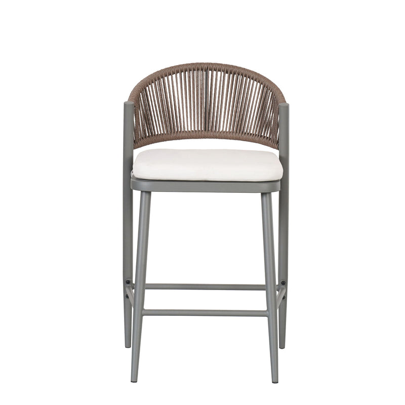 Outdoor 26" Counter Height Metal Frame Counter Stools With Scallop Shaped Backrest & Water Resistant Cushions