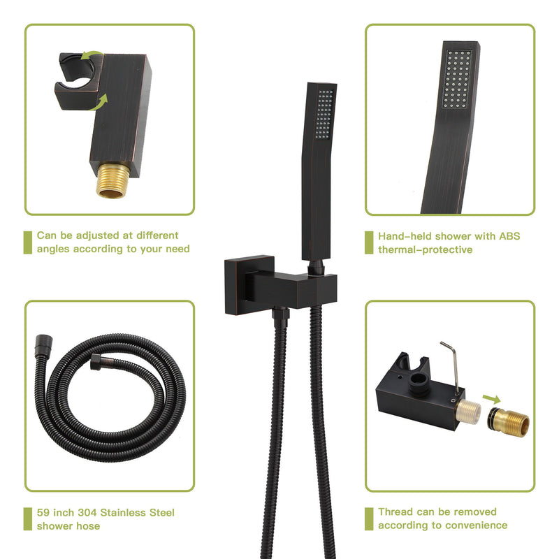 Dual Shower Head System With 12" Wall Mounted Square Rain Shower And Rough In Valve