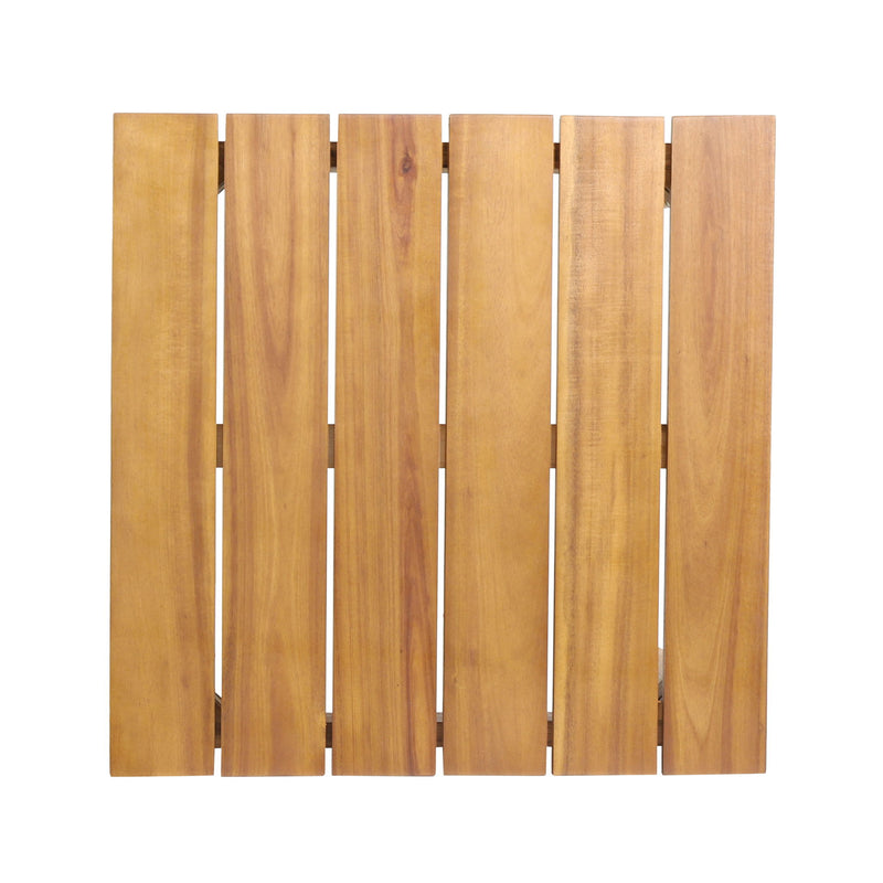 Outdoor Square Side Table With Slatted Top And Wood Frame - Teak