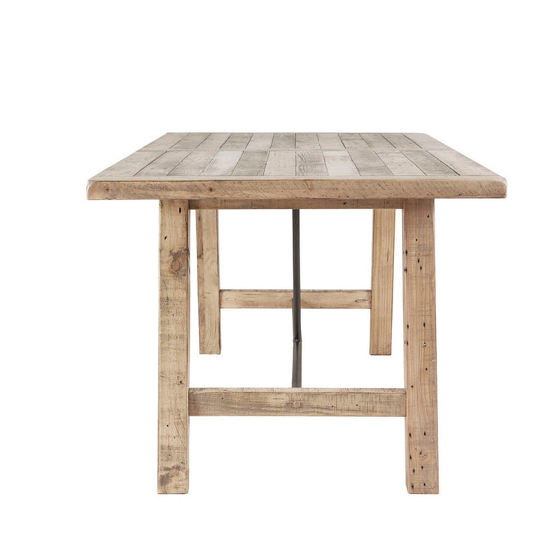 Rustic Dining Table With Metal Support - Natural