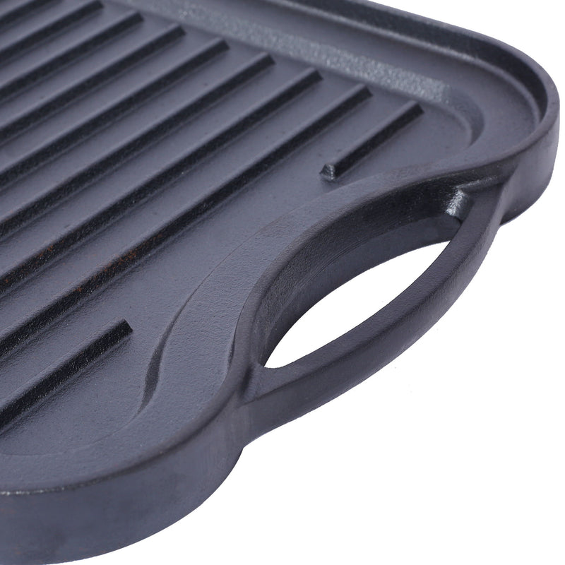 Pre Seasoned Cast Iron Reversible Rectangular Grill / Griddle - Black