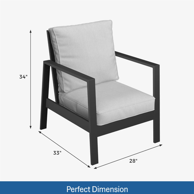All-Weather Ergonomic Patio Armchairs With Thick Cushions (Set of 2)