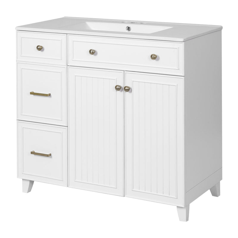 Bathroom Vanity With Sink, Soft Close Doors, Adjustable Shelves
