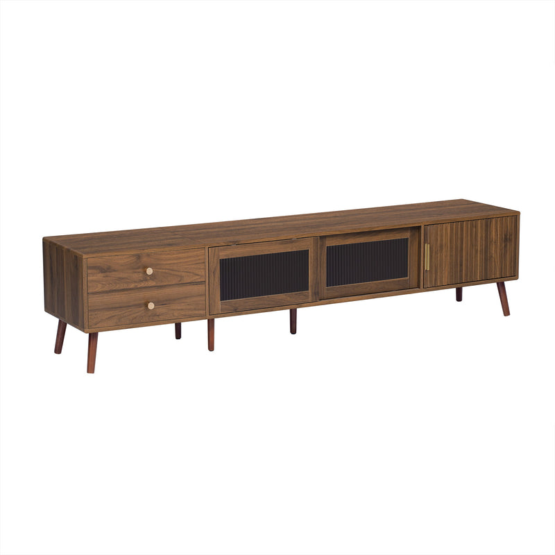 76" TV Stand, Entertainment Center With Storage Cabinets, TV Media Console Table For Living Room - Natural