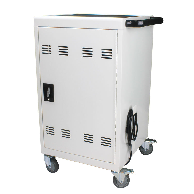 Mobile Charging Cart And Cabinet For Tablets Laptops 30 Device With Combination Lock - Antique White