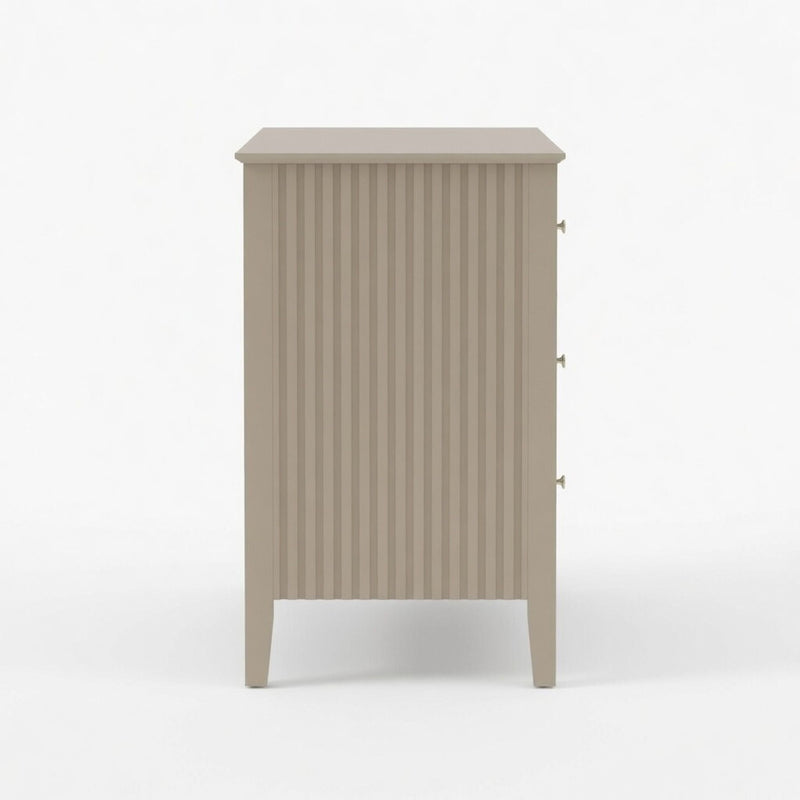 Fluted 3 Drawer Nightstand With Soft Close Slides