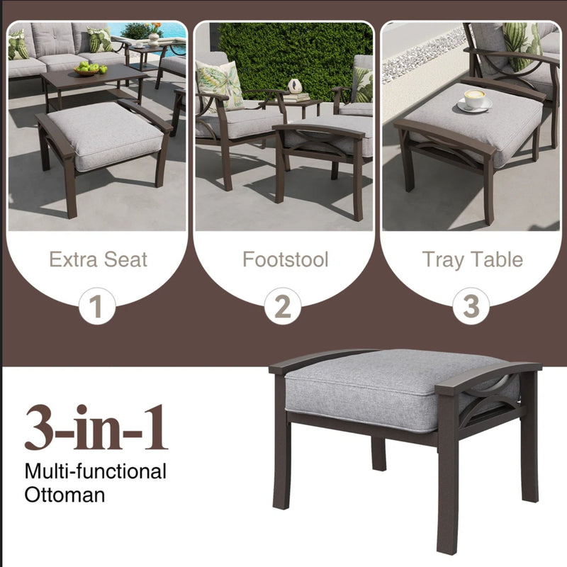 Modern All-Weather Ottomans With Cushions (Set of 2)