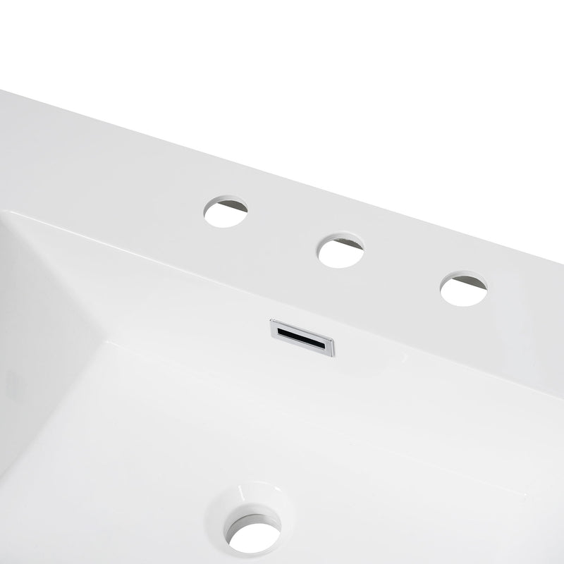 Vanity Top With Undermount Rectangular Double Sinks, Faucet Holes - White