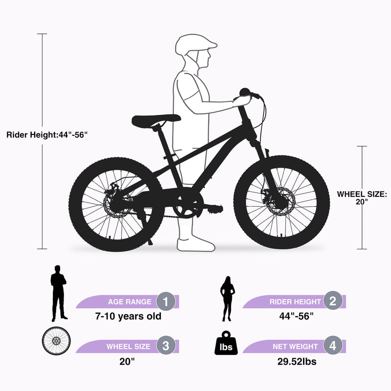Zukka - 20" Mountain Bike With Adjustable Saddle And Suspension Fork