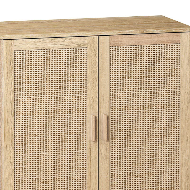 Elegant And Functional 4 Door Rattan Decorative Storage Cabinet