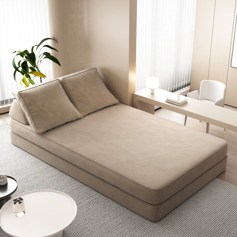 Multifunctional Convertible Sofa Bed With 2 Tumbler Backrests And 2 Pillows, Deep Seat Couch