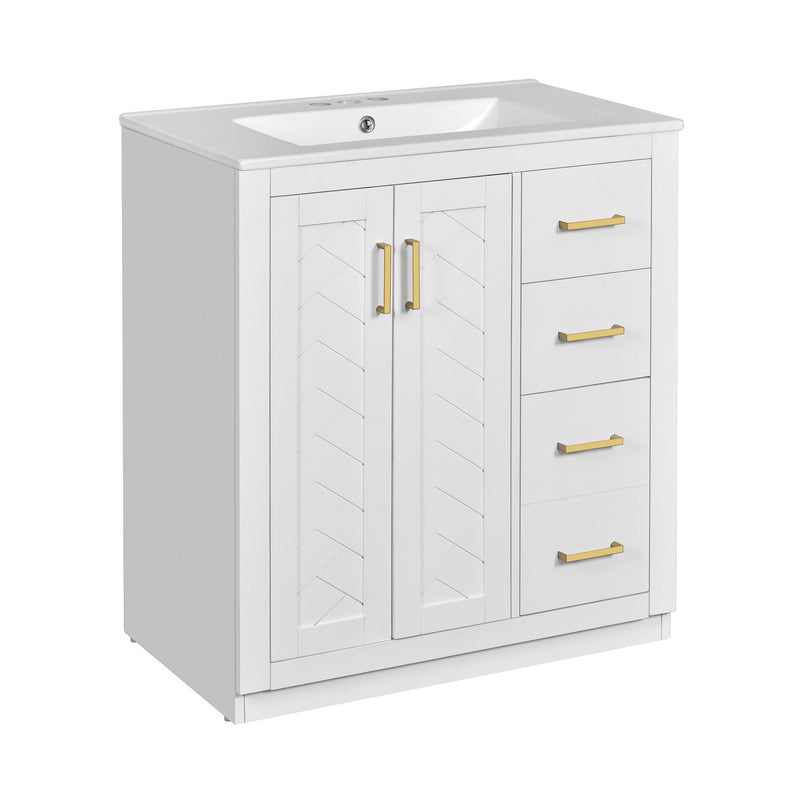 Bathroom Vanity With Sink, Storage Cabinet, Freestanding Set With 3 Drawers & Soft Closing Doors