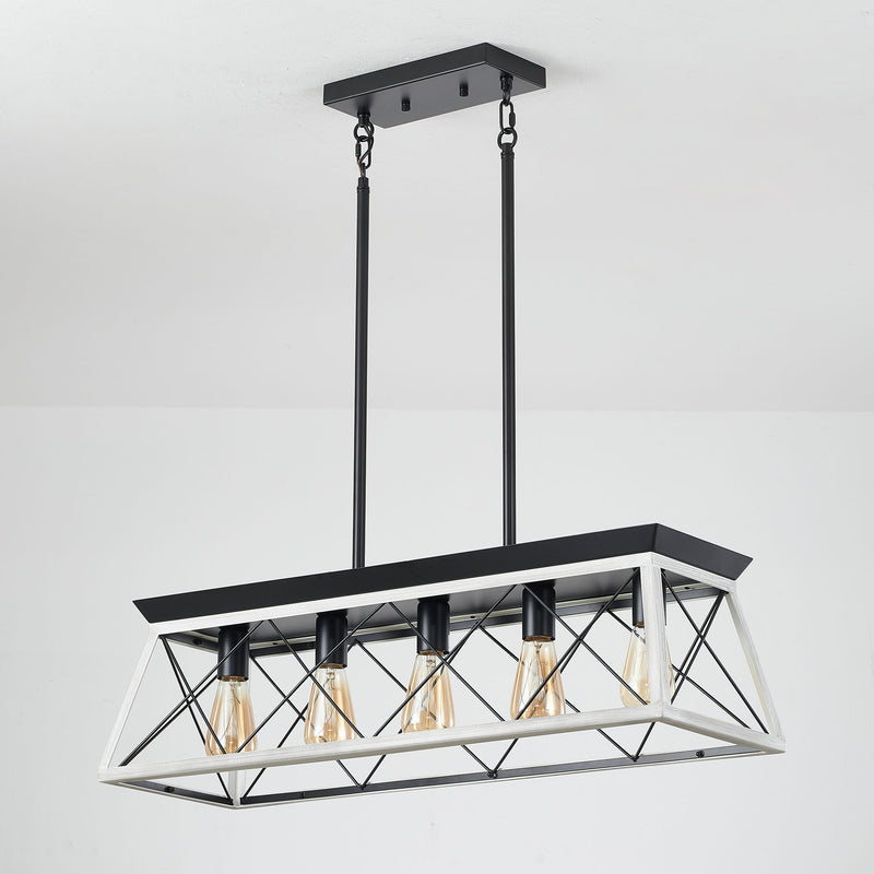 Chandelier Pendant Light For Dining Room Kitchen, 5 Light Fixture With Adjustable Height