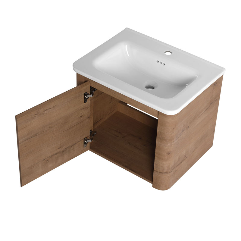 Wall Mounted Bathroom Vanity With Sink & 1 Soft Close Door