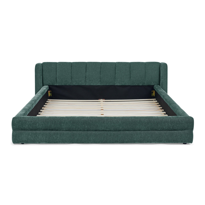 Modern Upholstered Bed Frame With Thick Fabric And Headboard