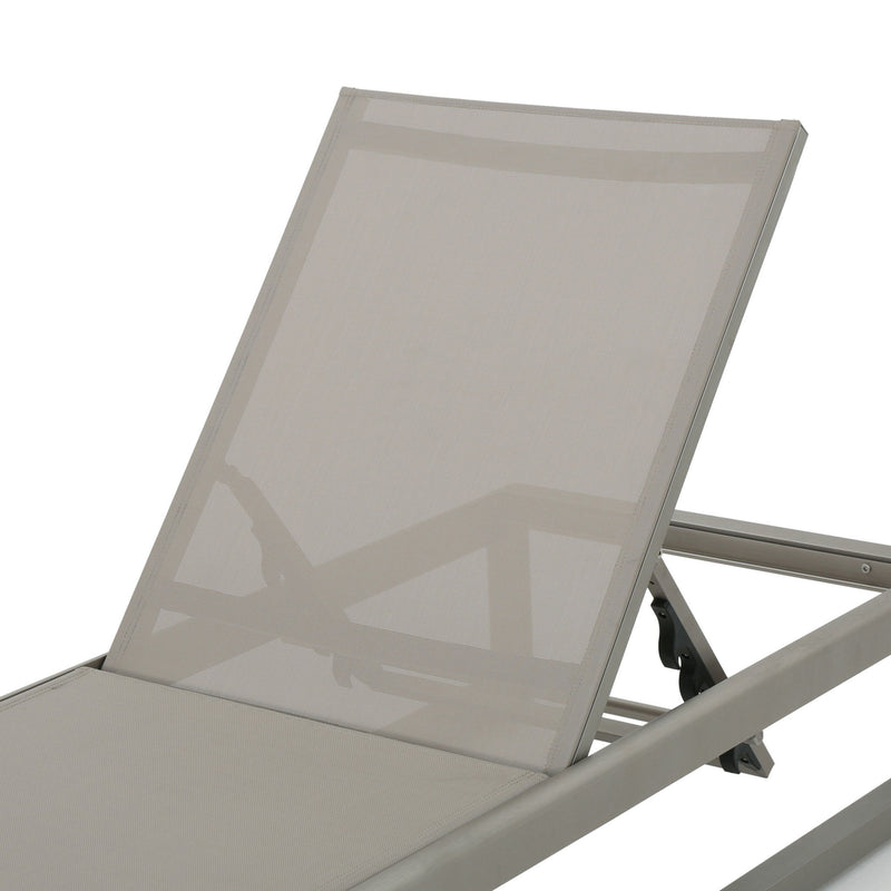 Outdoor Chaise Lounge (Set of 2) With Adjustable Aluminum Frame And Textilene Mesh Seating - Gray