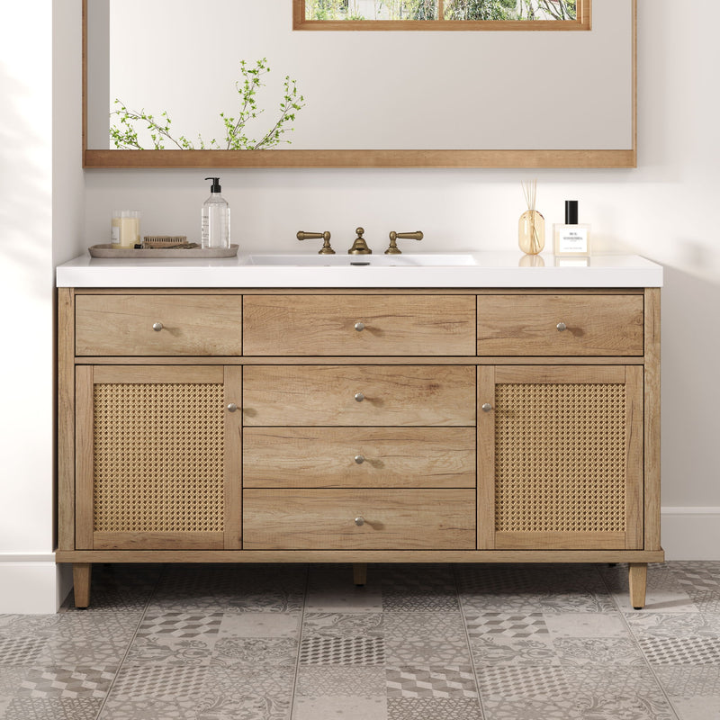 Bathroom Vanity With Sink, 5 Legs, Soft Close Drawers