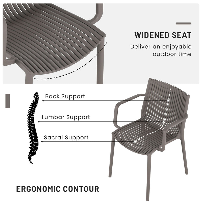 4 Modern Stackable Plastic Armchair Matched With Folding Square Table