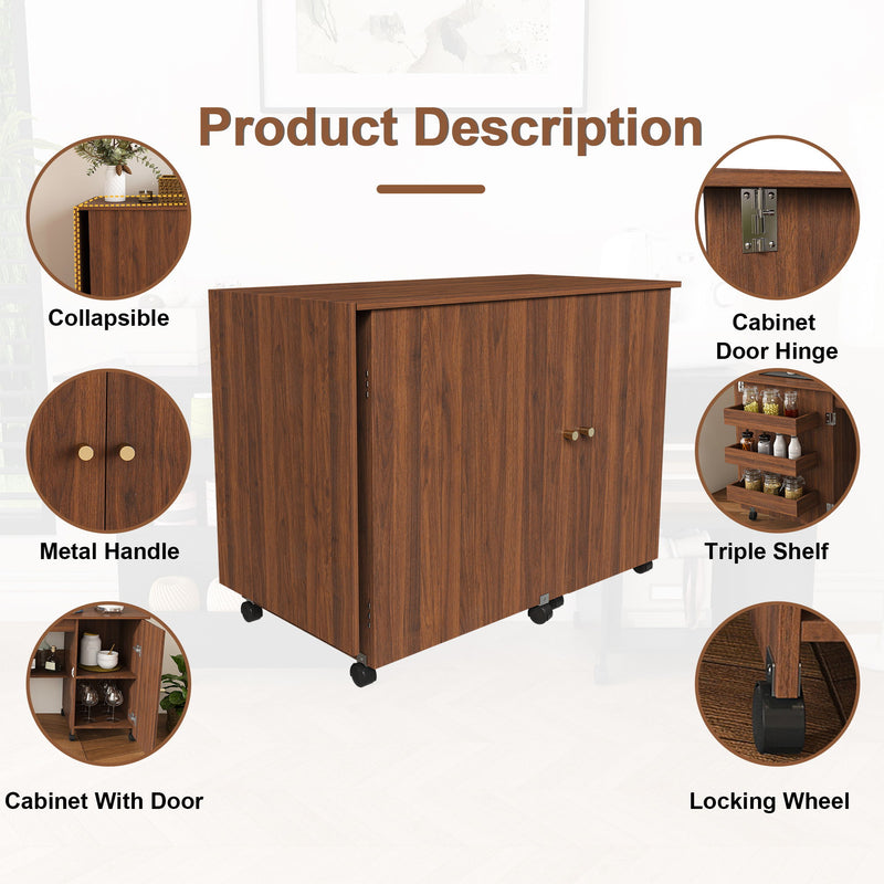 Foldable Sewing Table With Locking Casters
