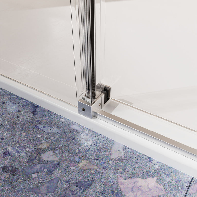 Frameless Single Sliding Shower Doors, 5 / 16" Thick Sgcc Tempered Glass - Brushed Nickel