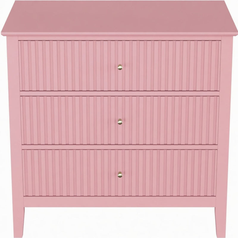 Fluted 3 Drawer Nightstand With Soft Close Slides