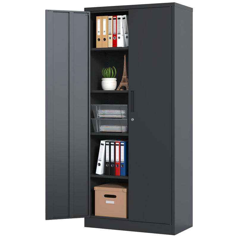 Heavy Metal Garage Storage Cabinet With Locking Doors, Steel, Adjustable Shelves